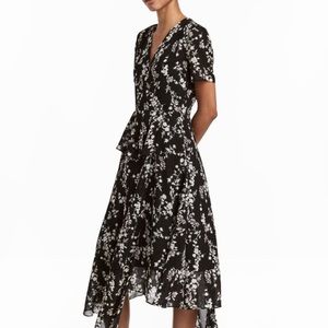 Black H&M dress with white flowers and ruffles